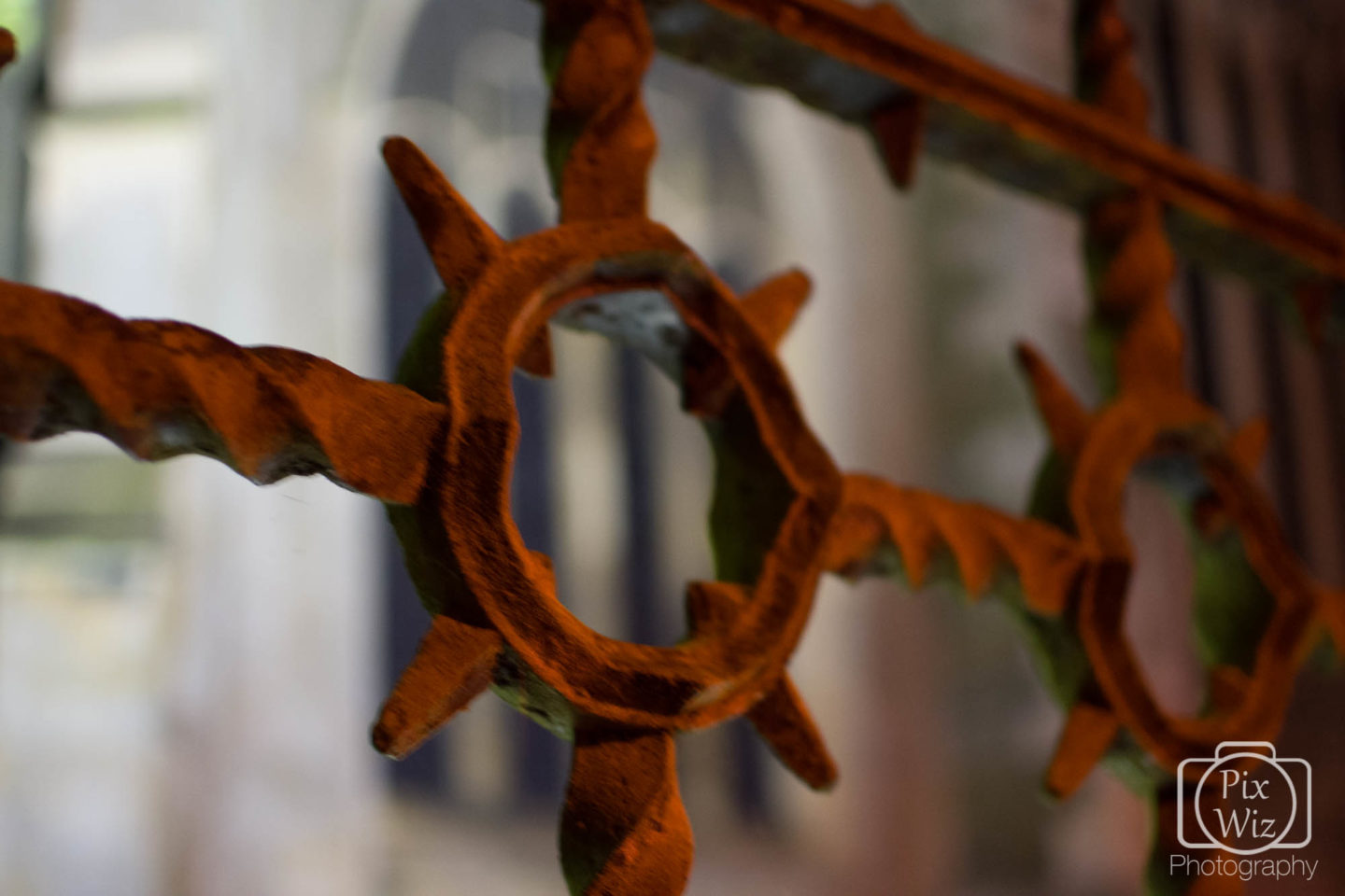 Church railings at night