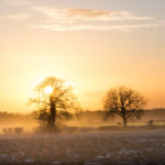 Winter sunset over a Lincolnshire Field